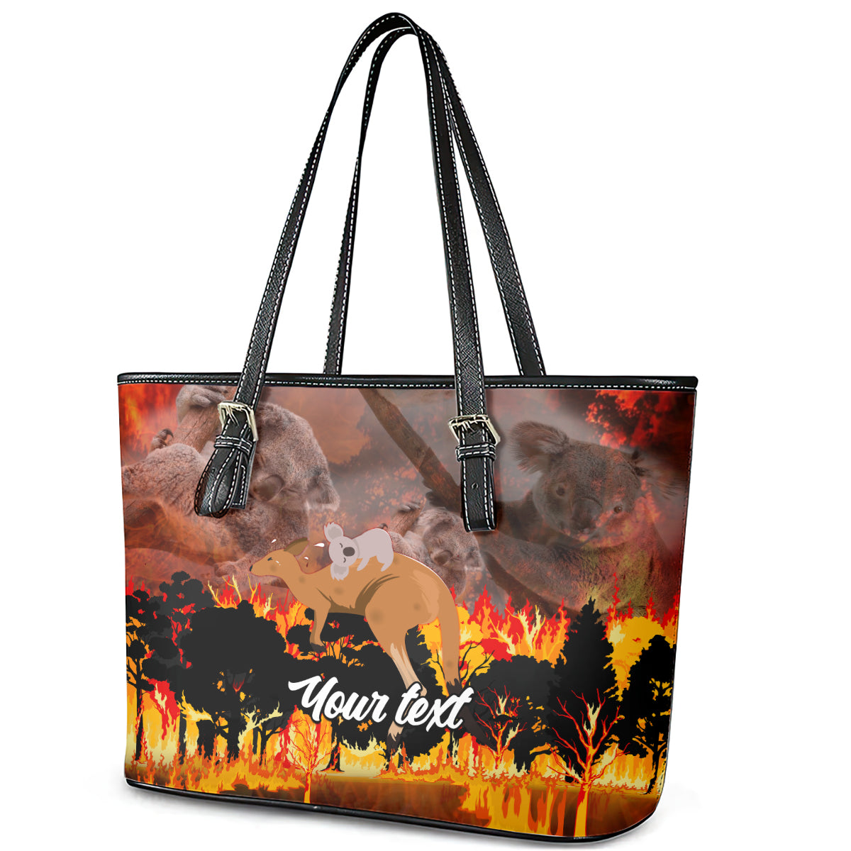 personalised-save-wildlife-australia-leather-tote-bag-bushfire-awareness