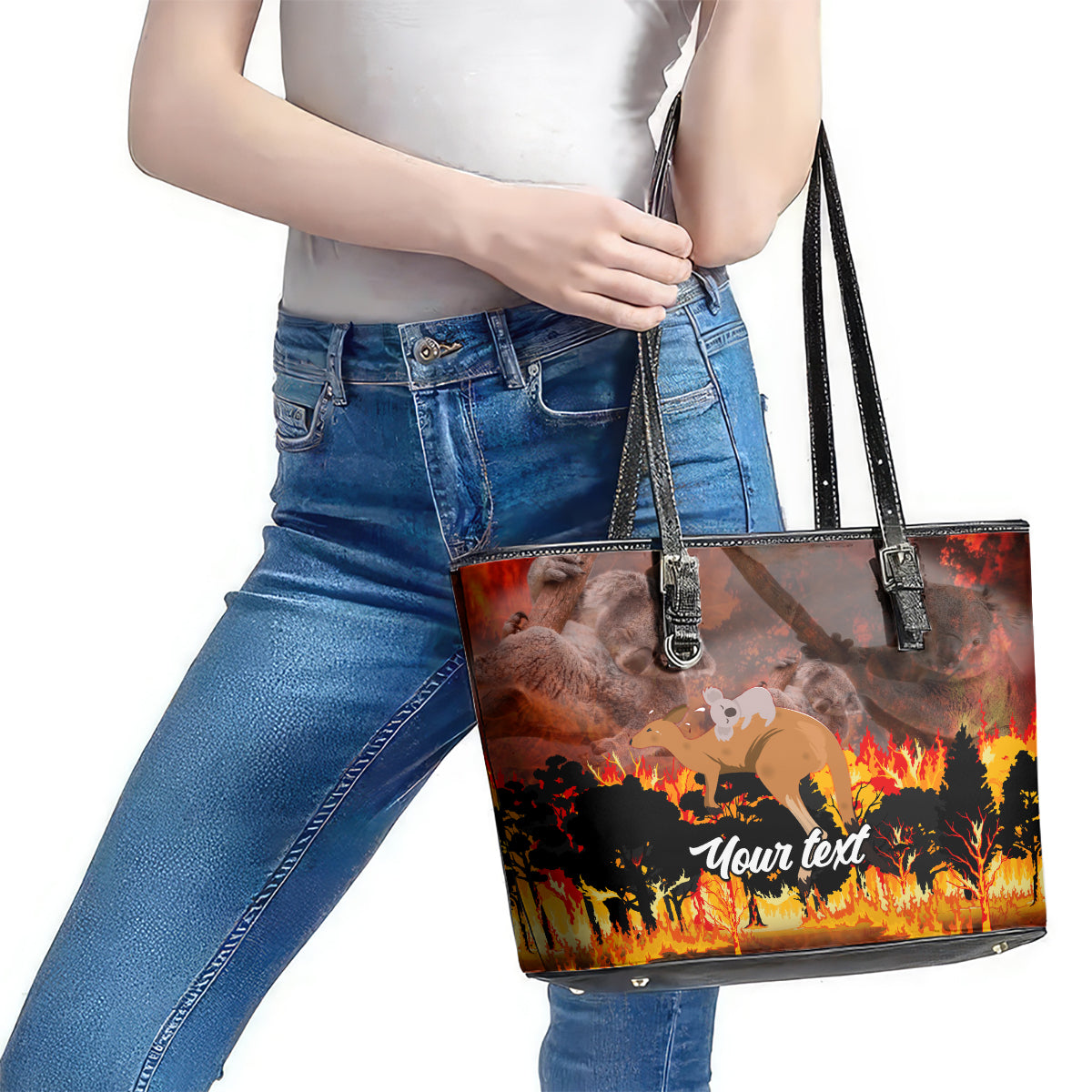 personalised-save-wildlife-australia-leather-tote-bag-bushfire-awareness