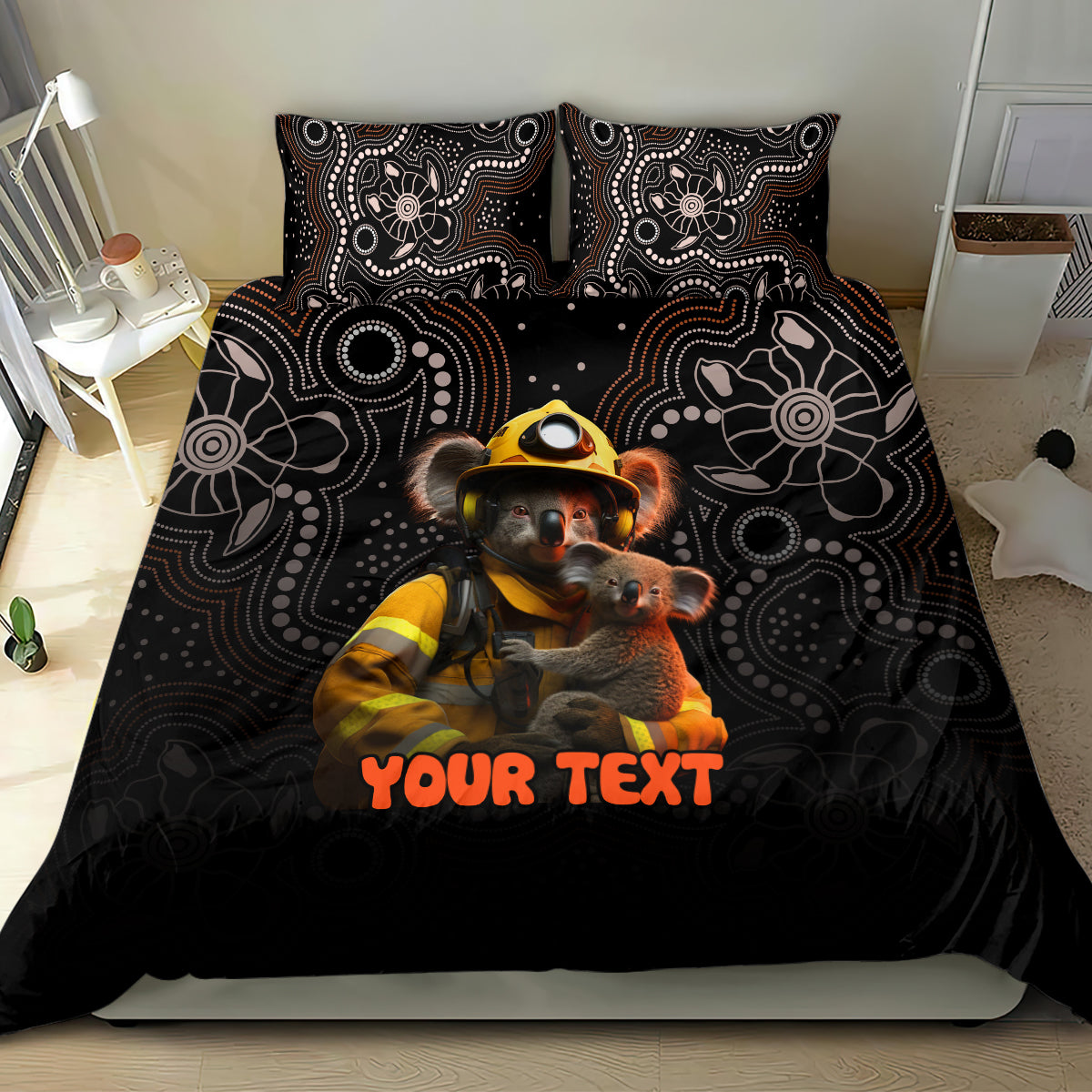 personalised-paws-for-australia-bedding-set-bushfire-awareness-indigenous-aboriginal