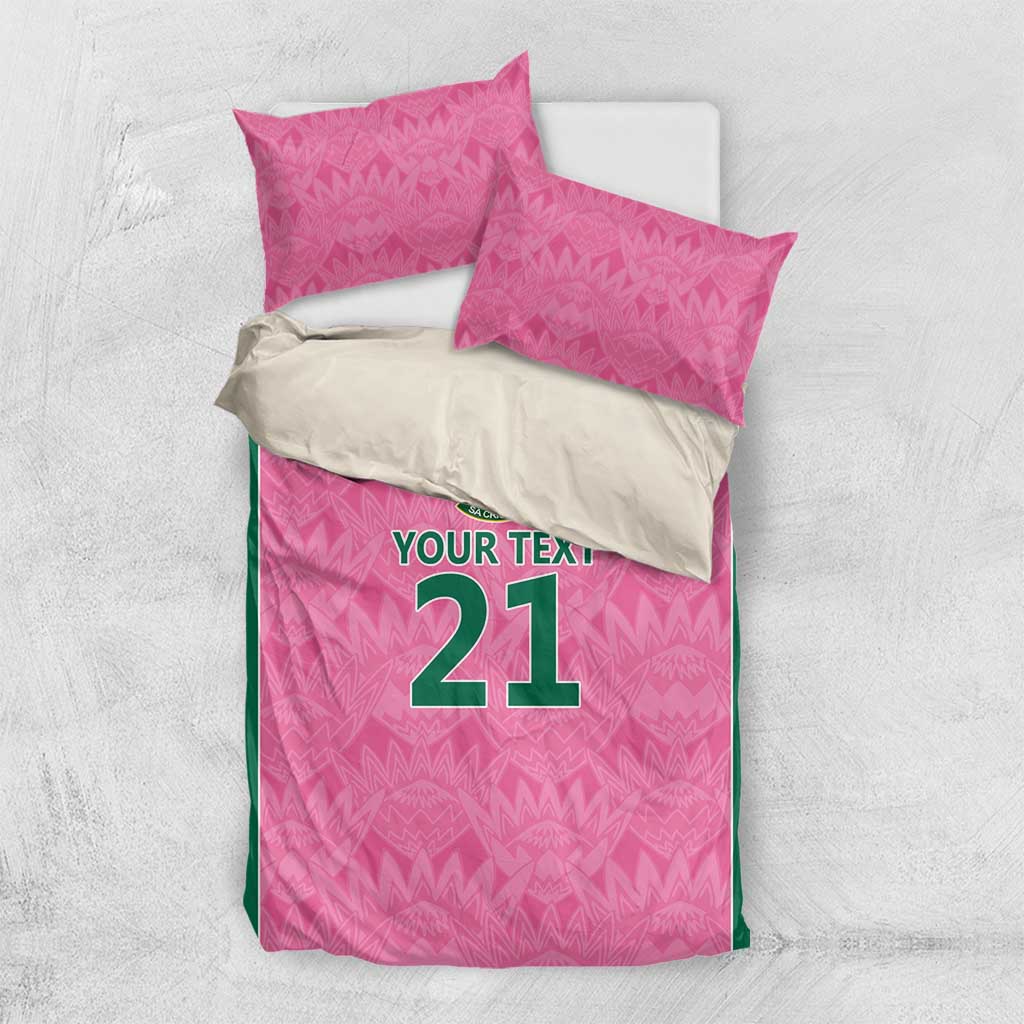 Pink South Africa Cricket Custom Bedding Set Proteas Be Way Pink