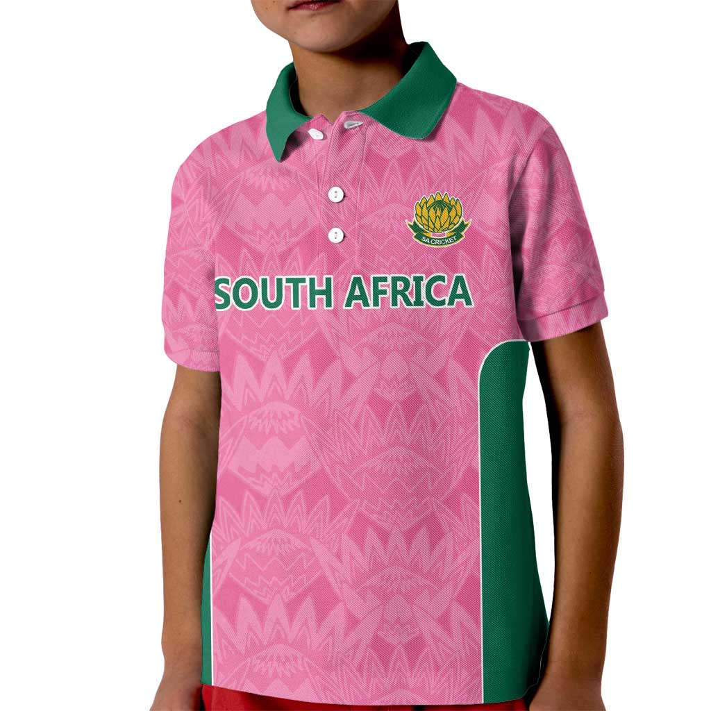 Pink South Africa Cricket Custom Kid Polo Shirt Proteas Be Way Pink