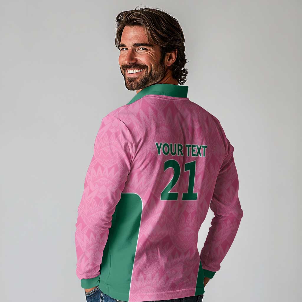 Pink South Africa Cricket Custom Long Sleeve Polo Shirt Proteas Be Way Pink