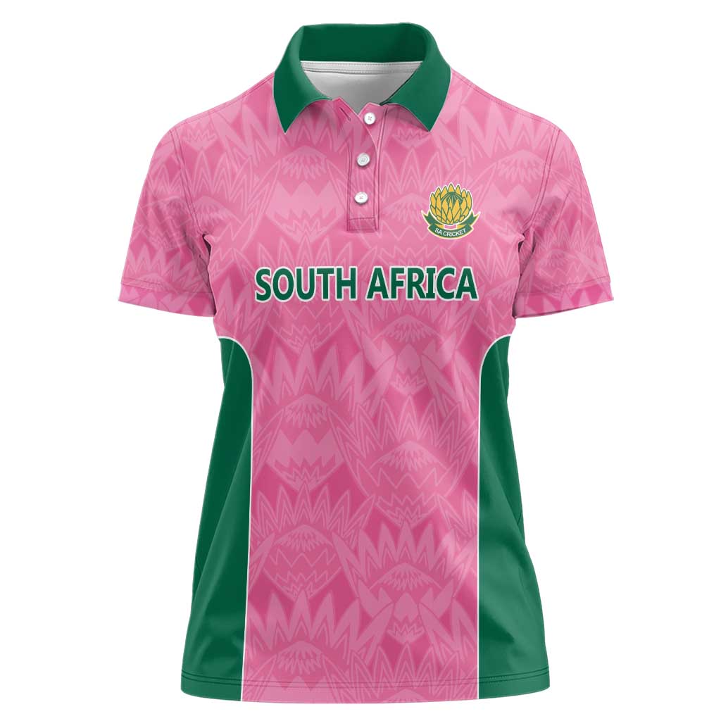 Pink South Africa Cricket Custom Women Polo Shirt Proteas Be Way Pink