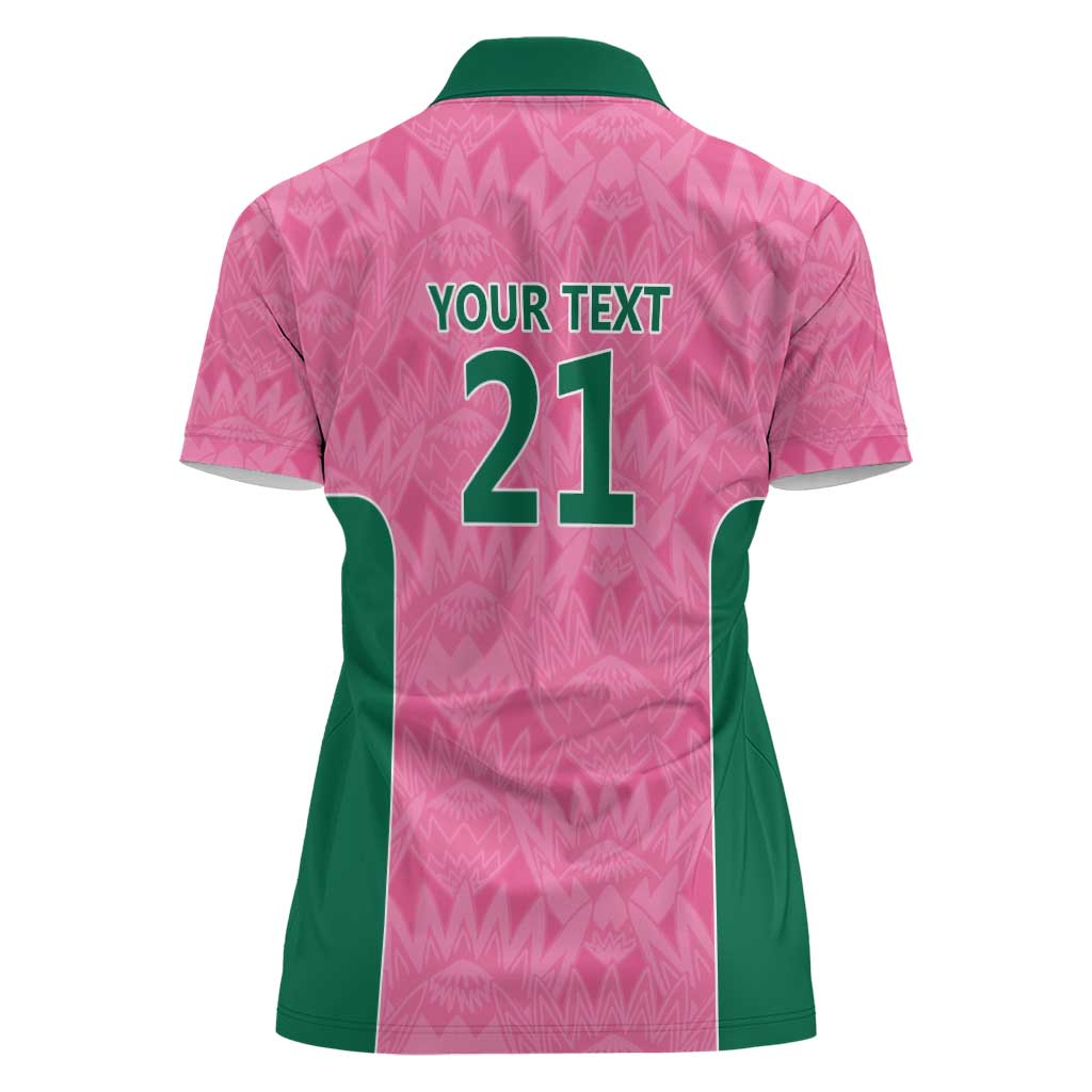 Pink South Africa Cricket Custom Women Polo Shirt Proteas Be Way Pink