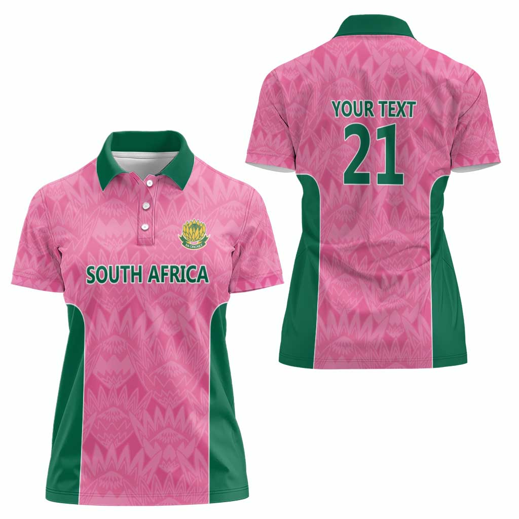 Pink South Africa Cricket Custom Women Polo Shirt Proteas Be Way Pink