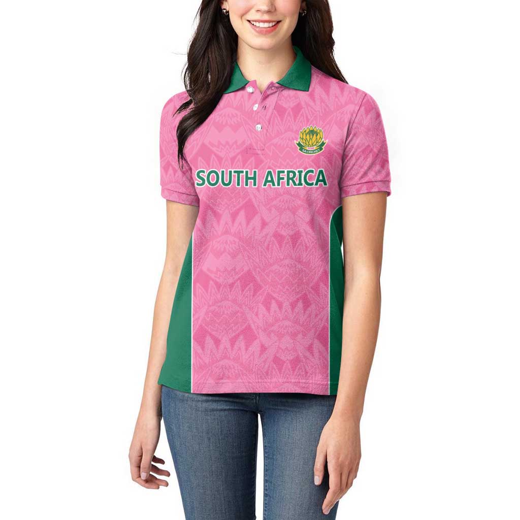 Pink South Africa Cricket Custom Women Polo Shirt Proteas Be Way Pink