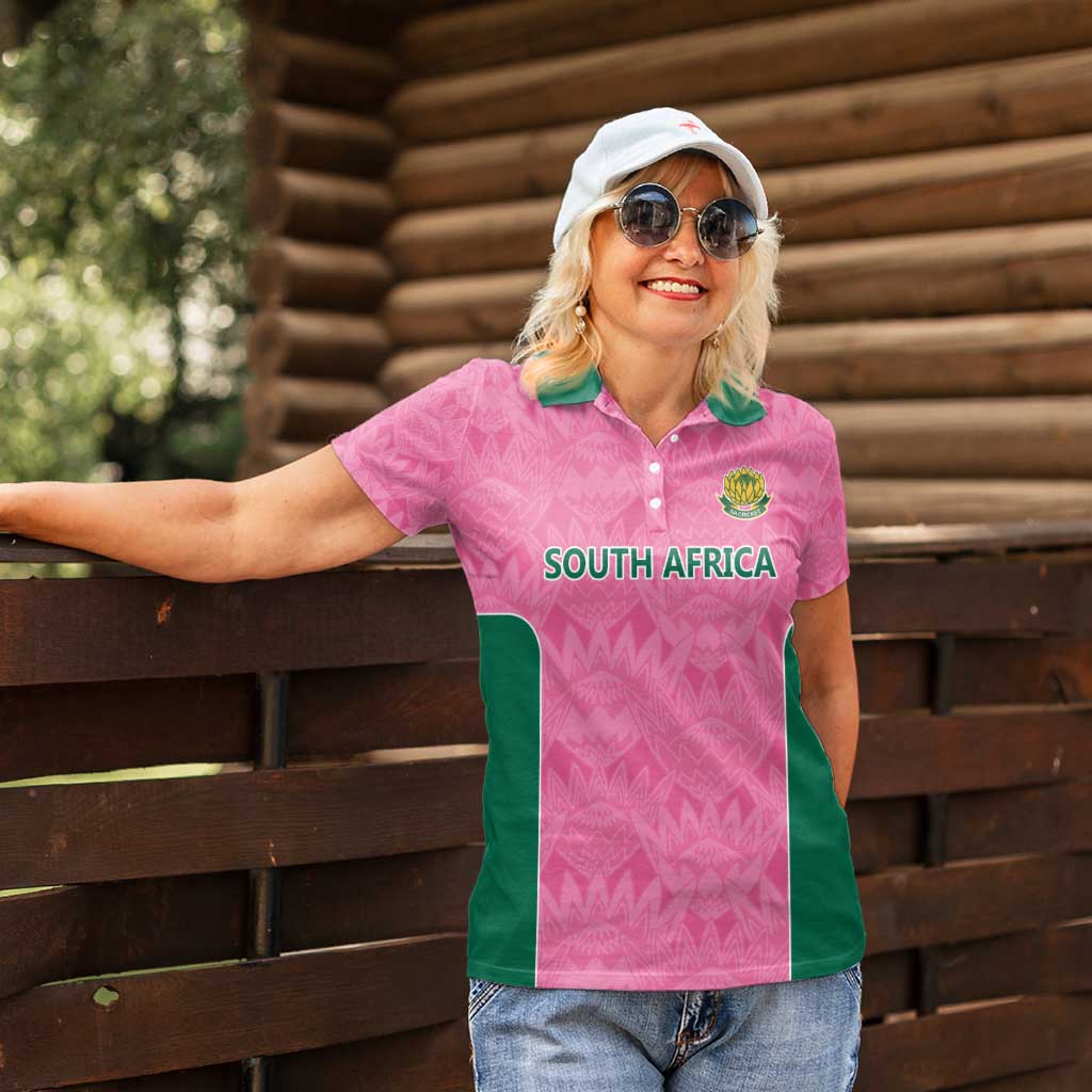 Pink South Africa Cricket Custom Women Polo Shirt Proteas Be Way Pink