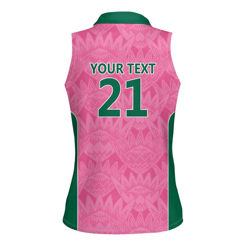 Pink South Africa Cricket Custom Women Sleeveless Polo Shirt Proteas Be Way Pink