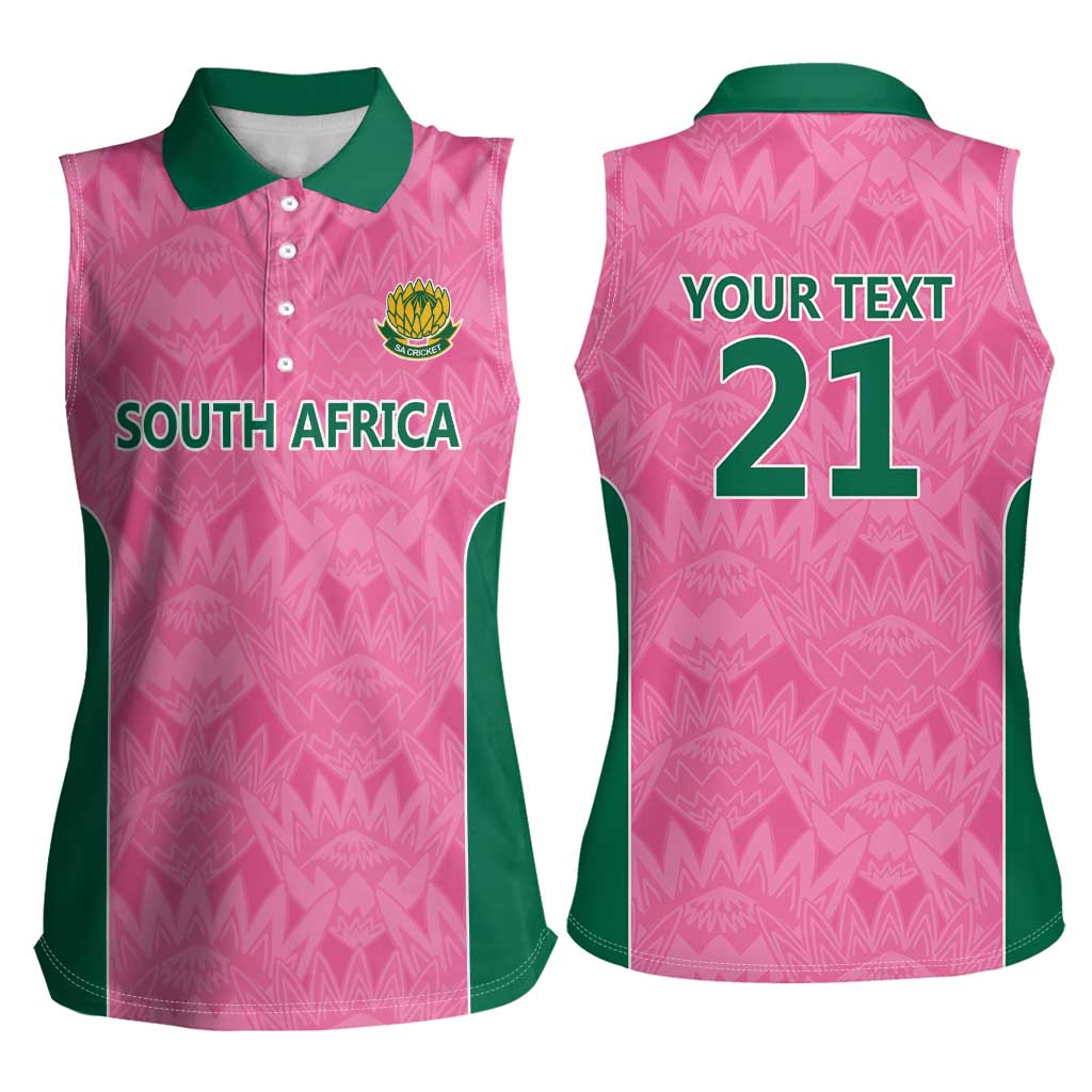 Pink South Africa Cricket Custom Women Sleeveless Polo Shirt Proteas Be Way Pink