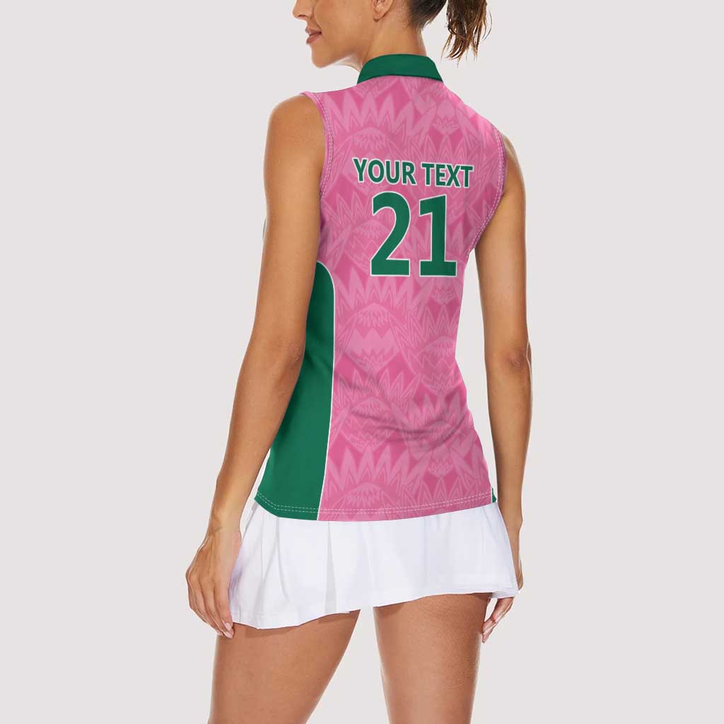 Pink South Africa Cricket Custom Women Sleeveless Polo Shirt Proteas Be Way Pink