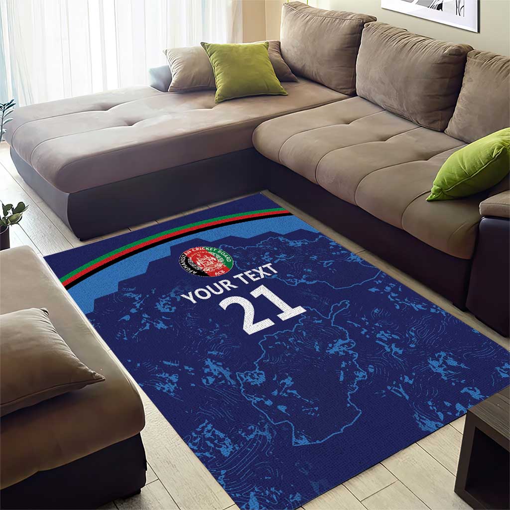 Afghan Atalans Cricket Custom Area Rug Afghanistan Map with Sporty Style