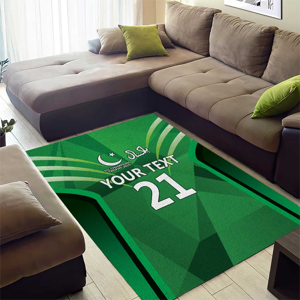 Pakistan Cricket Custom Area Rug The Green Shirts with Sporty Pattern