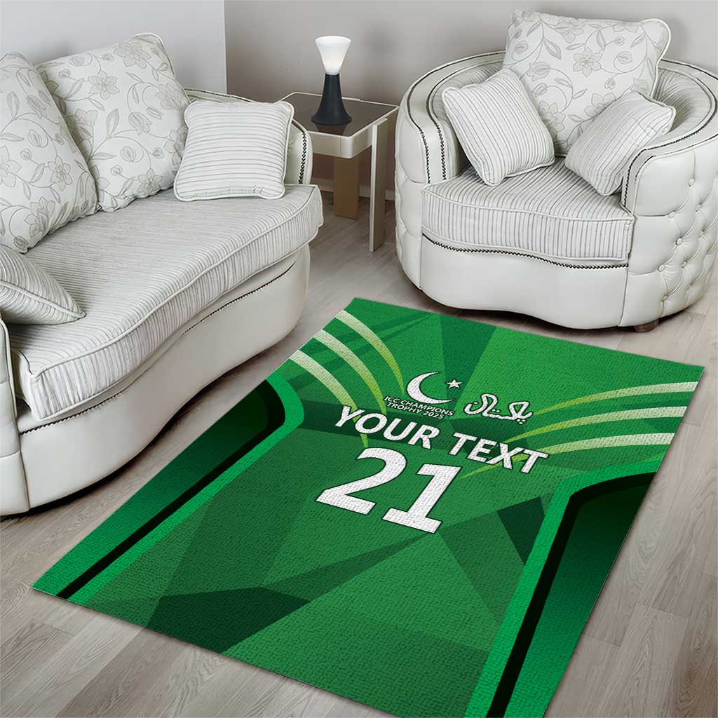 Pakistan Cricket Custom Area Rug The Green Shirts with Sporty Pattern