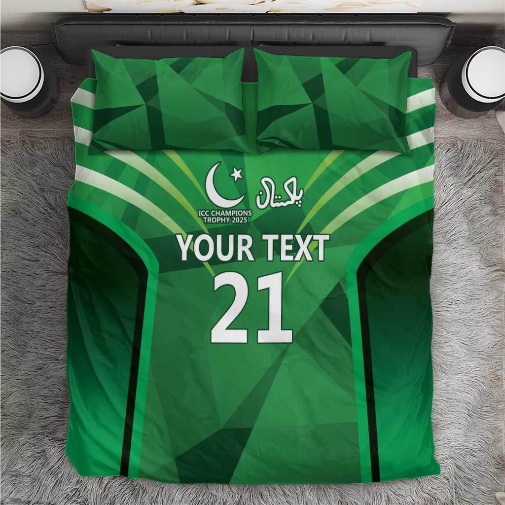 Pakistan Cricket Custom Bedding Set The Green Shirts with Sporty Pattern