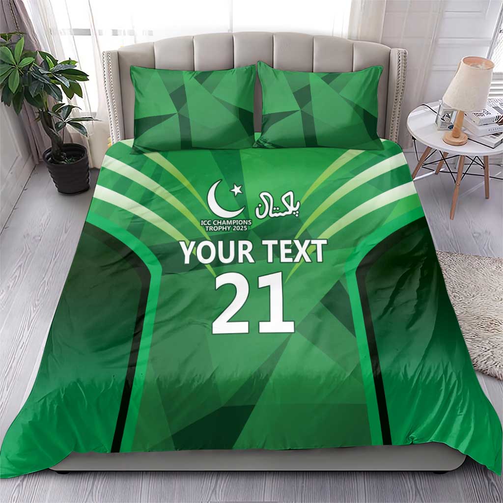 Pakistan Cricket Custom Bedding Set The Green Shirts with Sporty Pattern