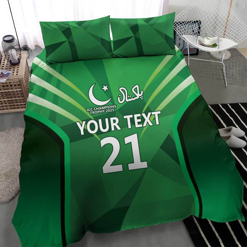 Pakistan Cricket Custom Bedding Set The Green Shirts with Sporty Pattern