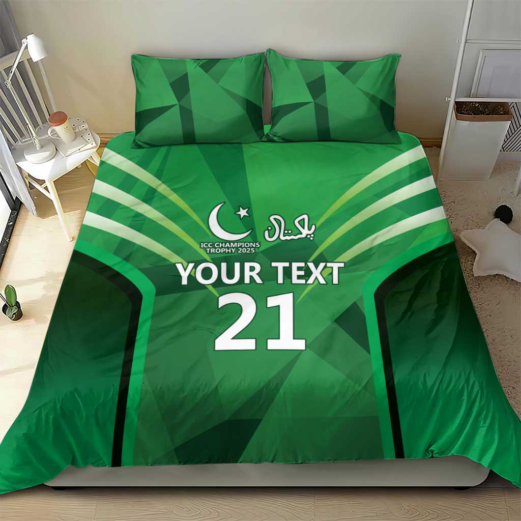 Pakistan Cricket Custom Bedding Set The Green Shirts with Sporty Pattern