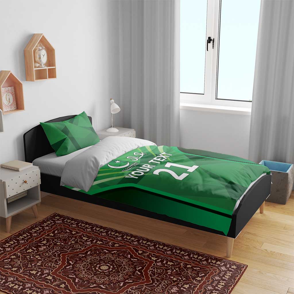 Pakistan Cricket Custom Bedding Set The Green Shirts with Sporty Pattern