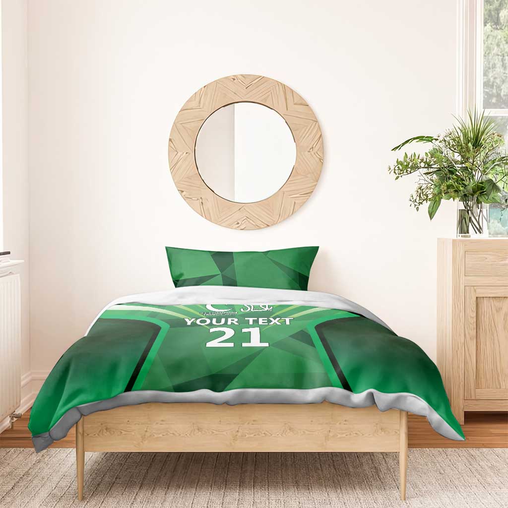 Pakistan Cricket Custom Bedding Set The Green Shirts with Sporty Pattern