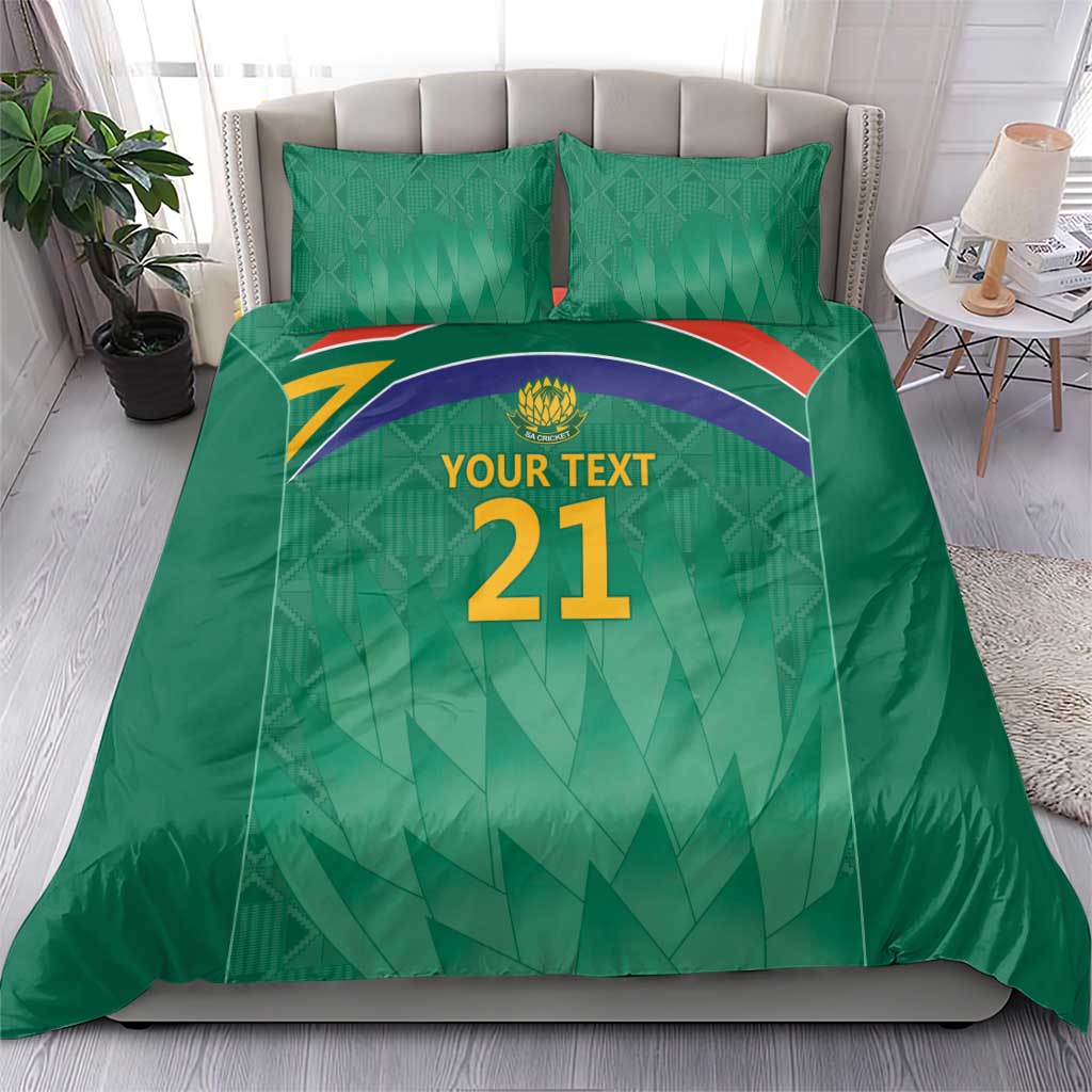 South Africa Cricket Custom Bedding Set Proteas Green