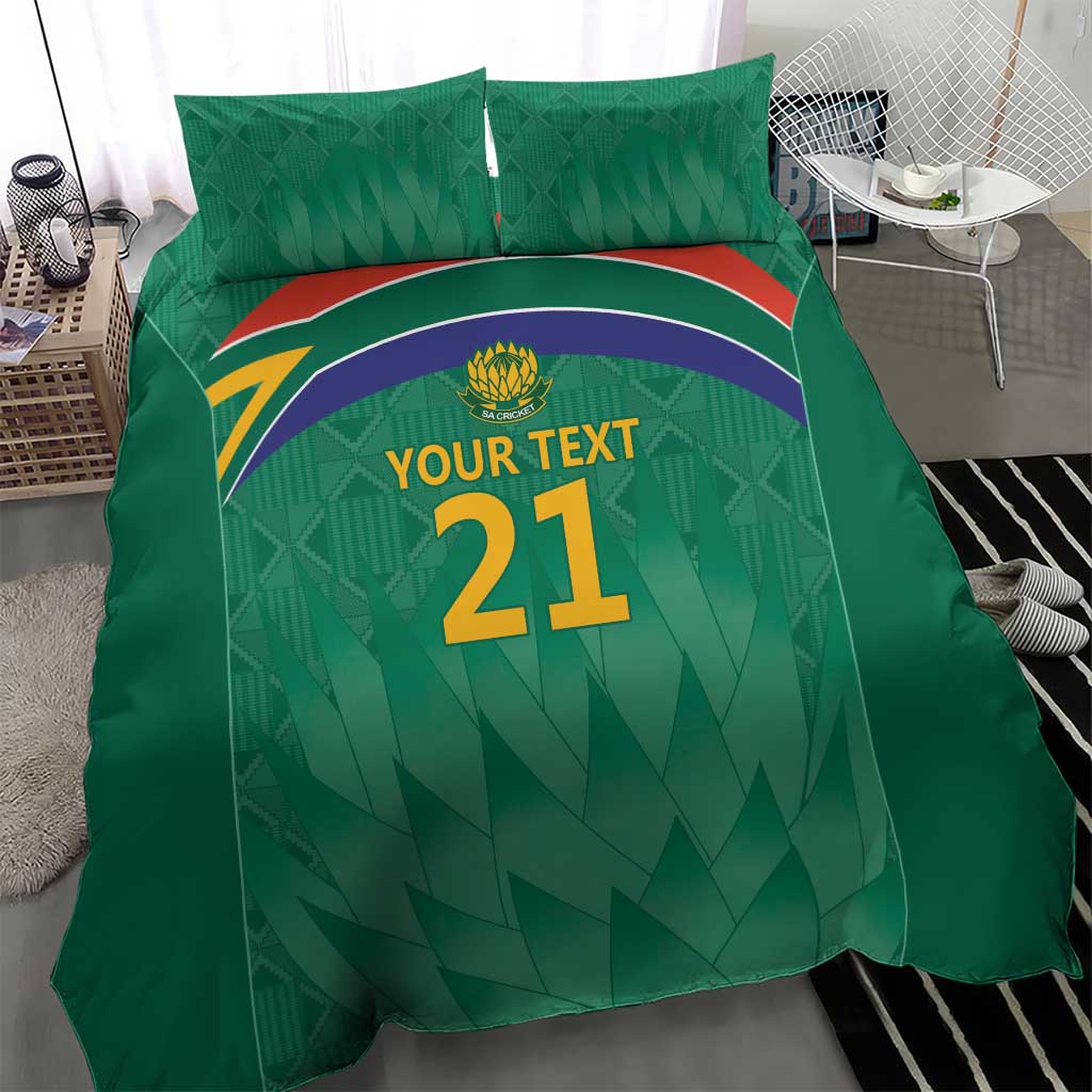 South Africa Cricket Custom Bedding Set Proteas Green