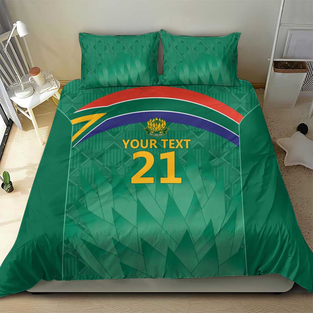 South Africa Cricket Custom Bedding Set Proteas Green