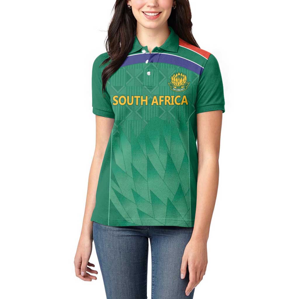 South Africa Cricket Custom Women Polo Shirt Proteas Green