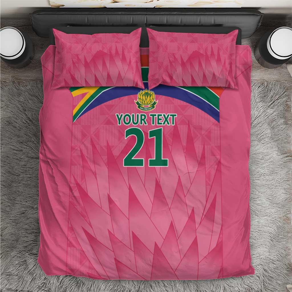 South Africa Cricket Custom Bedding Set Proteas Pink