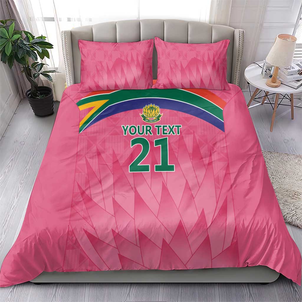 South Africa Cricket Custom Bedding Set Proteas Pink