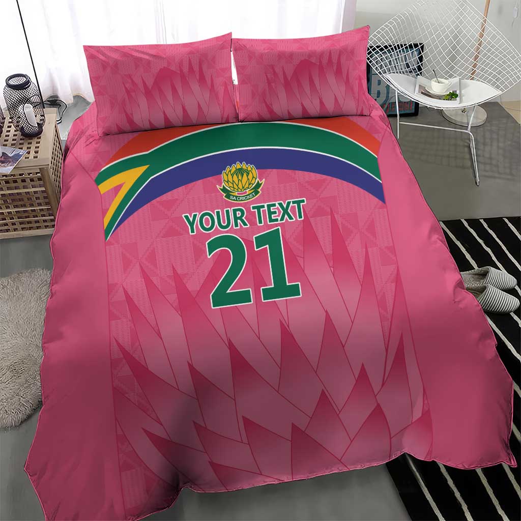 South Africa Cricket Custom Bedding Set Proteas Pink