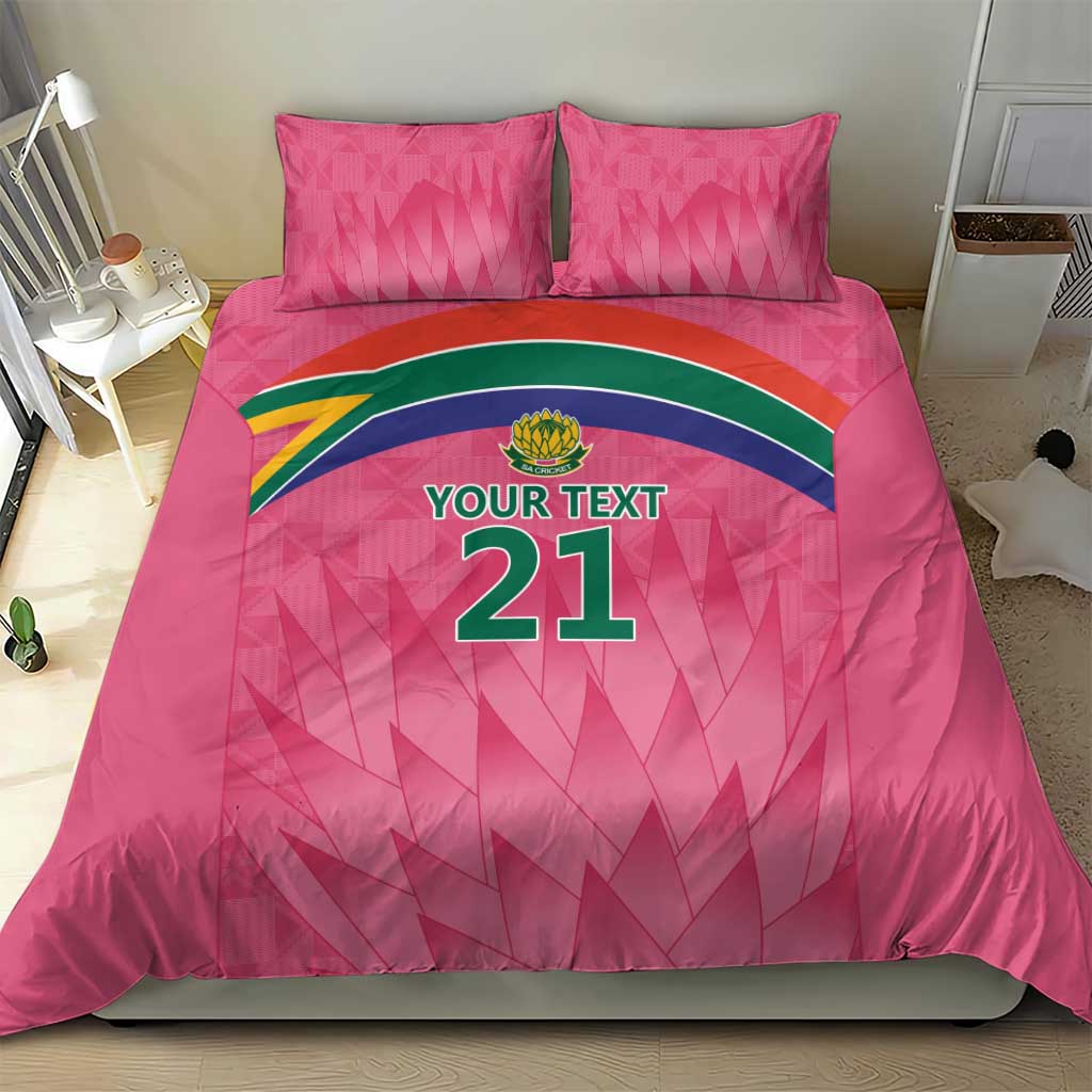 South Africa Cricket Custom Bedding Set Proteas Pink