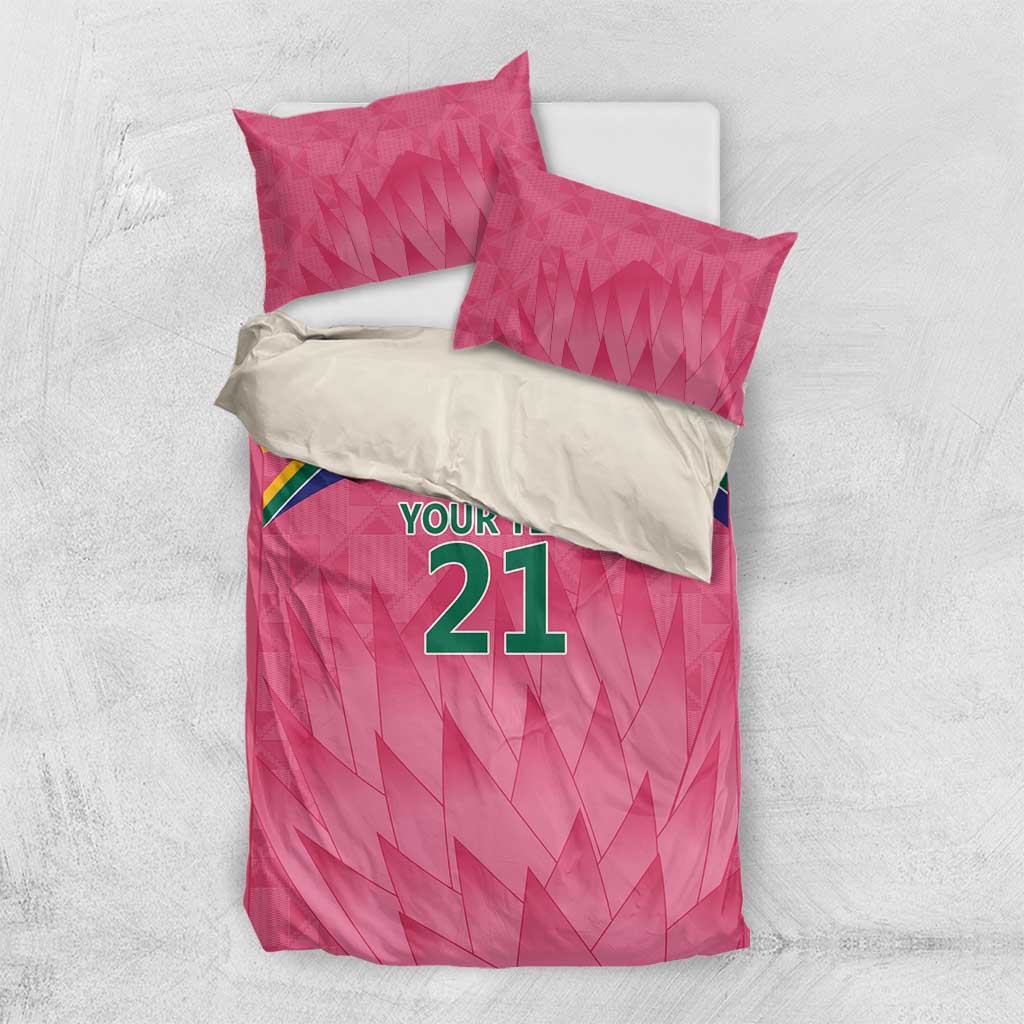 South Africa Cricket Custom Bedding Set Proteas Pink