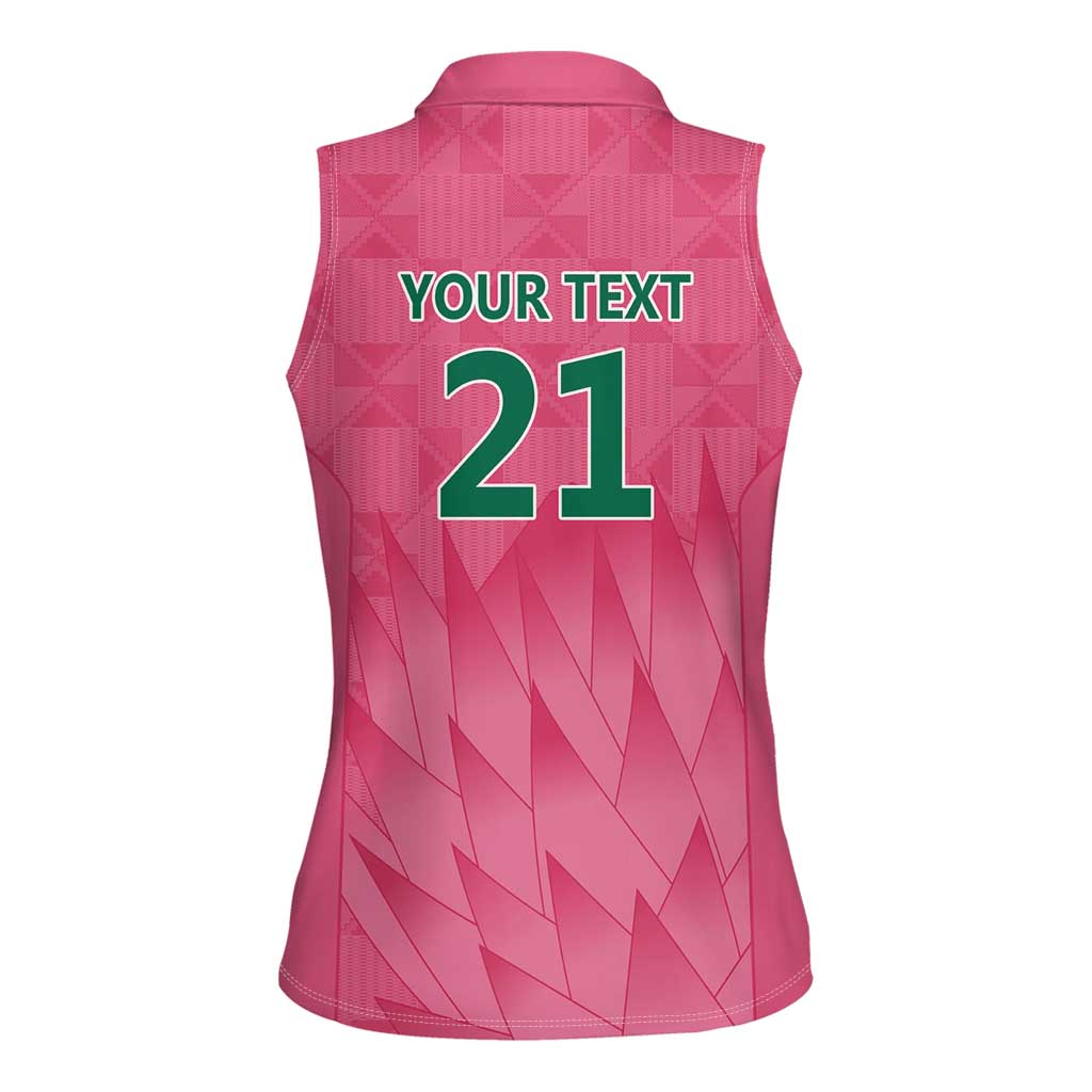 South Africa Cricket Custom Women Sleeveless Polo Shirt Proteas Pink