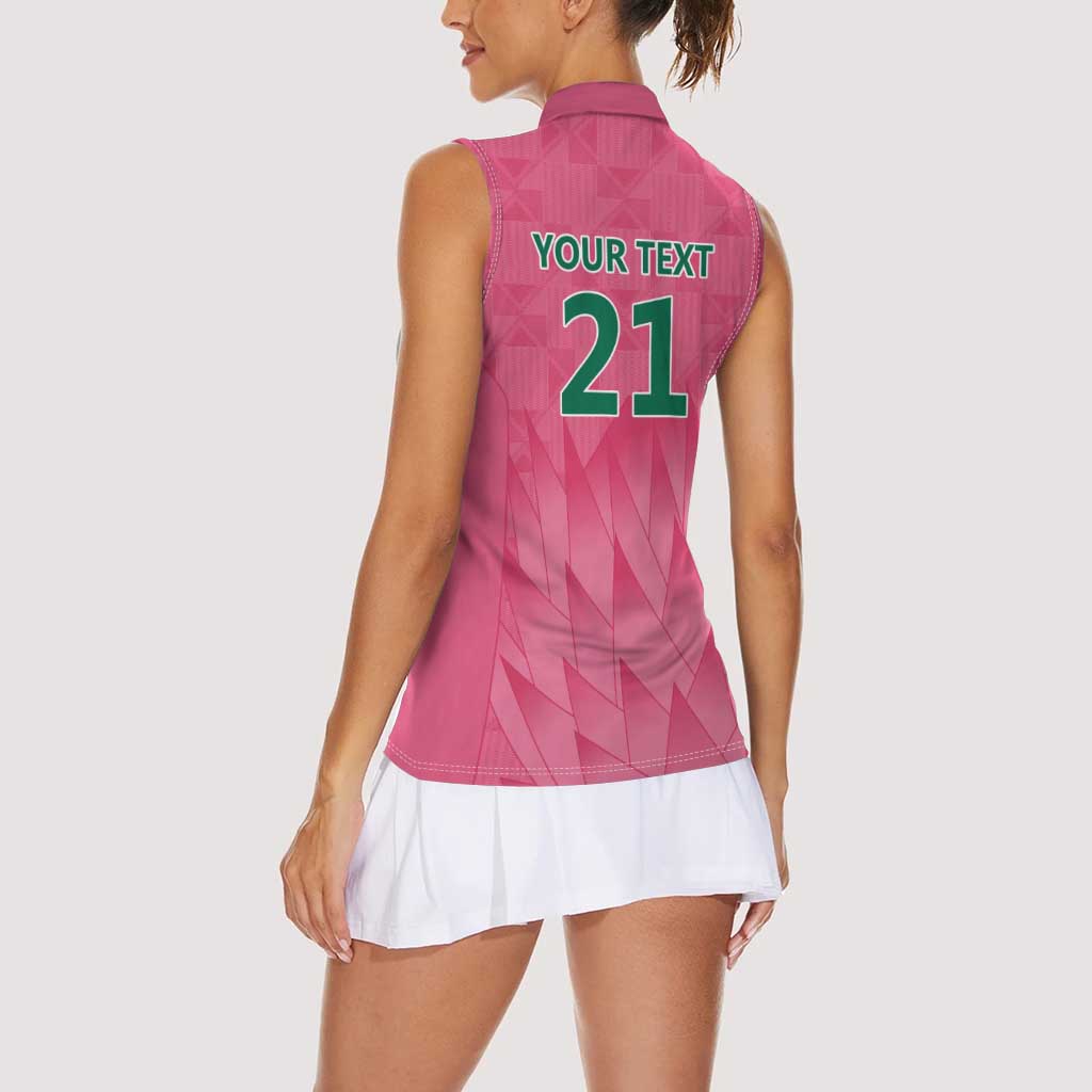 South Africa Cricket Custom Women Sleeveless Polo Shirt Proteas Pink