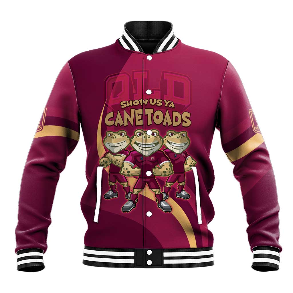 Custom QLD Maroons Cane Toad Baseball Jacket Queensland Origin No3