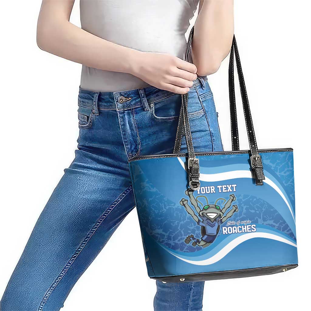 Custom NSW Cockroaches Blues Leather Tote Bag New South Wales Origin No2