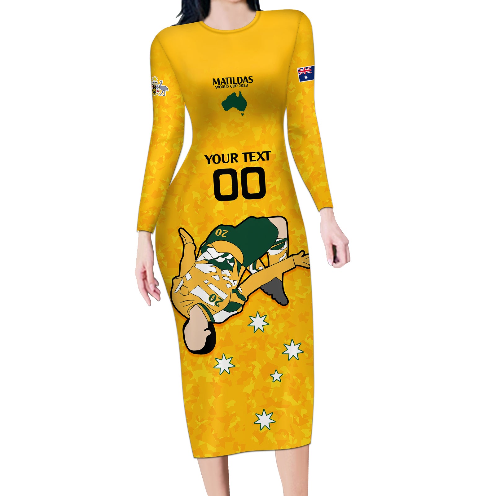 custom-sam-kerr-matildas-long-sleeve-bodycon-dress-australia-soccer-go-world-cup-2023