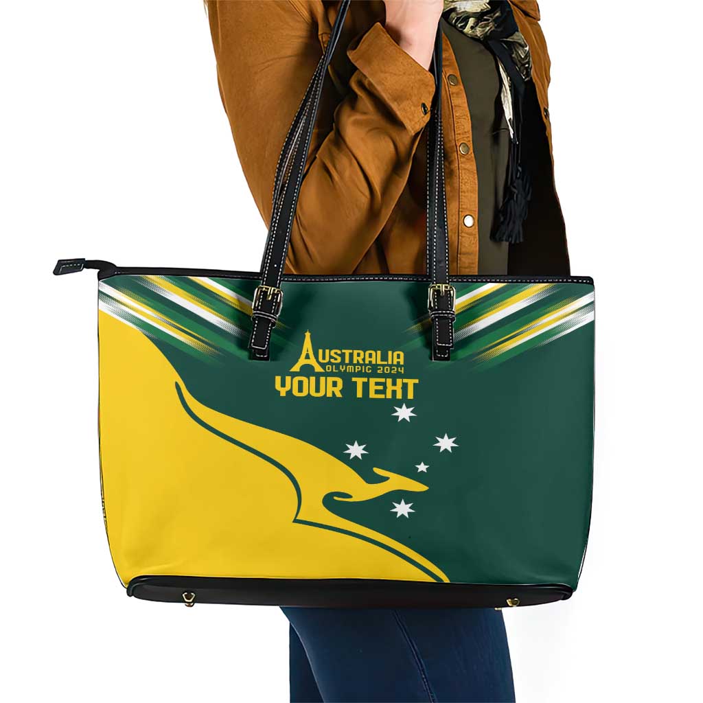 Personalised Australia Go Paris 2024 Leather Tote Bag National Color Ver2