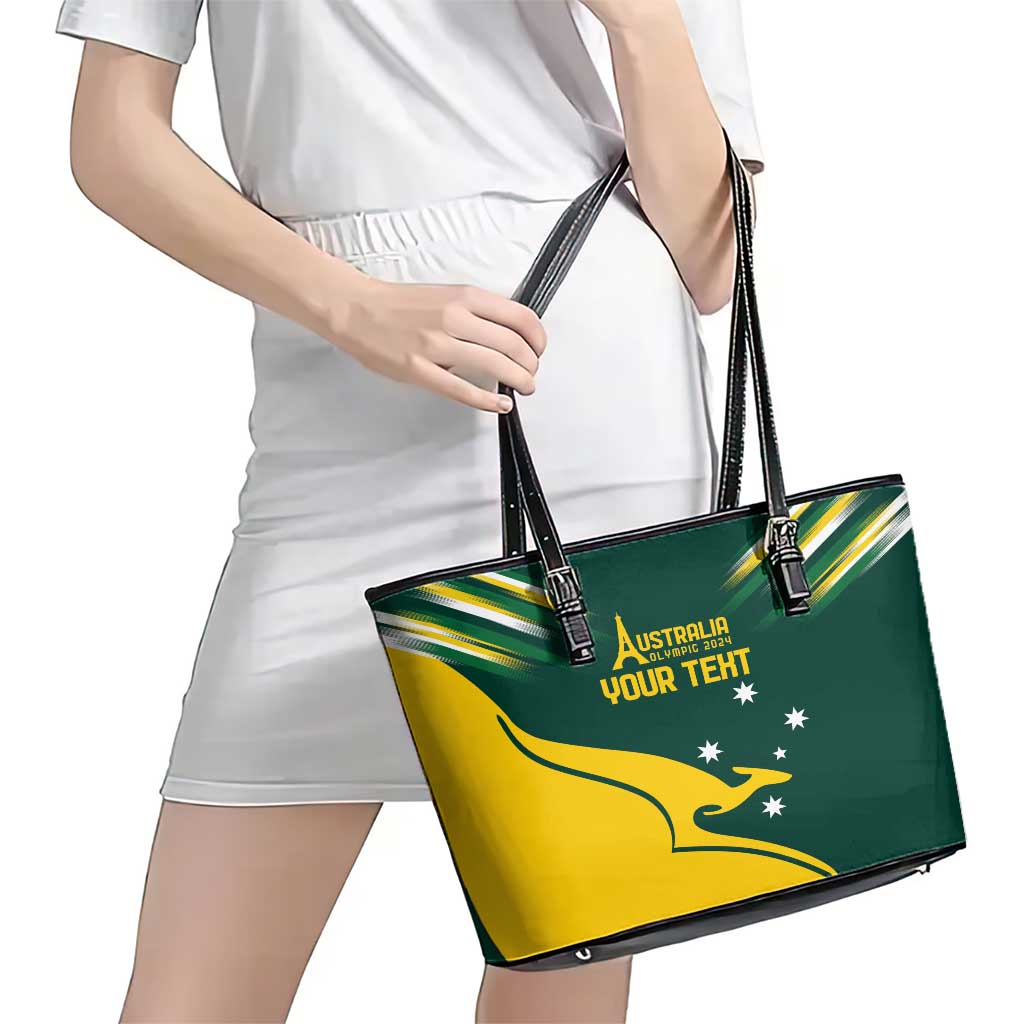 Personalised Australia Go Paris 2024 Leather Tote Bag National Color Ver2