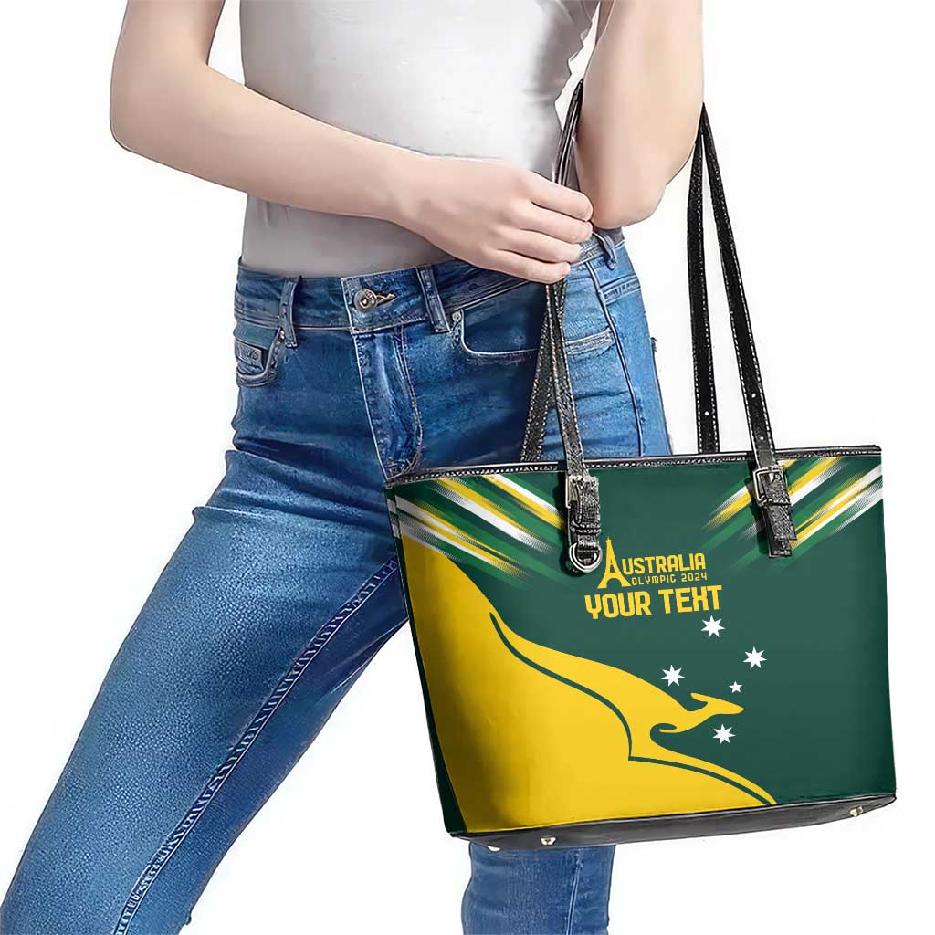 Personalised Australia Go Paris 2024 Leather Tote Bag National Color Ver2