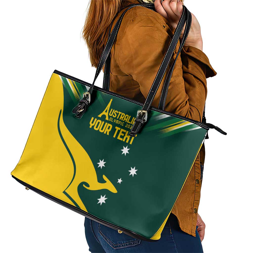 Personalised Australia Go Paris 2024 Leather Tote Bag National Color Ver2