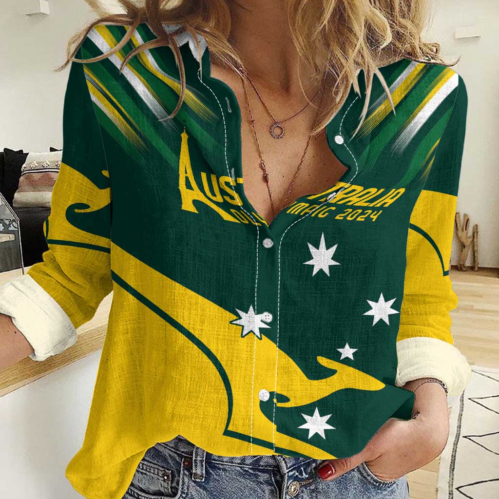 Personalised Australia Go Paris 2024 Women Casual Shirt National Color Ver2