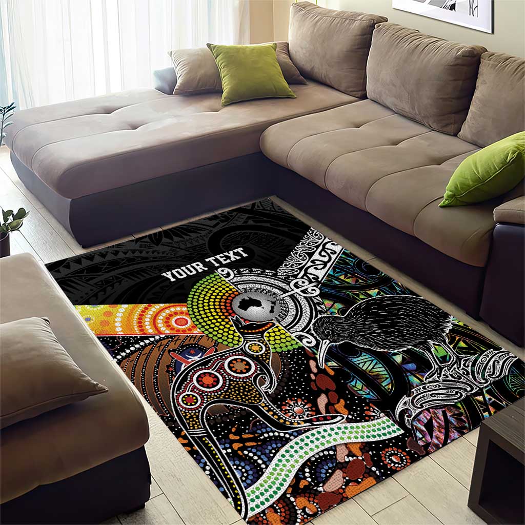 New Zealand and Australia Area Rug Maori Mix Aboriginal Art Style