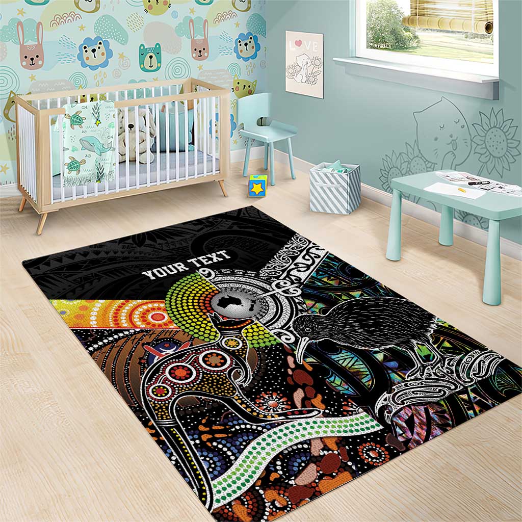 New Zealand and Australia Area Rug Maori Mix Aboriginal Art Style