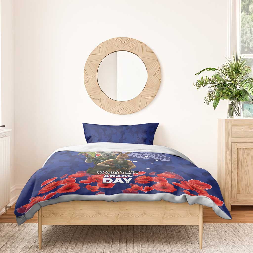 Kangaoo Koala Soldier ANZAC Personalised Bedding Set Aboriginal Dot Painting