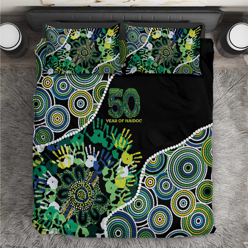 Honouring 50 Year Of NAIDOC Bedding Set Honouring The Next Generation Green Aboriginal Art