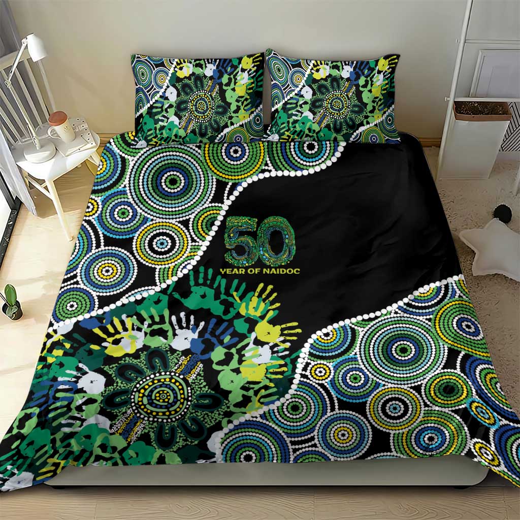 Honouring 50 Year Of NAIDOC Bedding Set Honouring The Next Generation Green Aboriginal Art