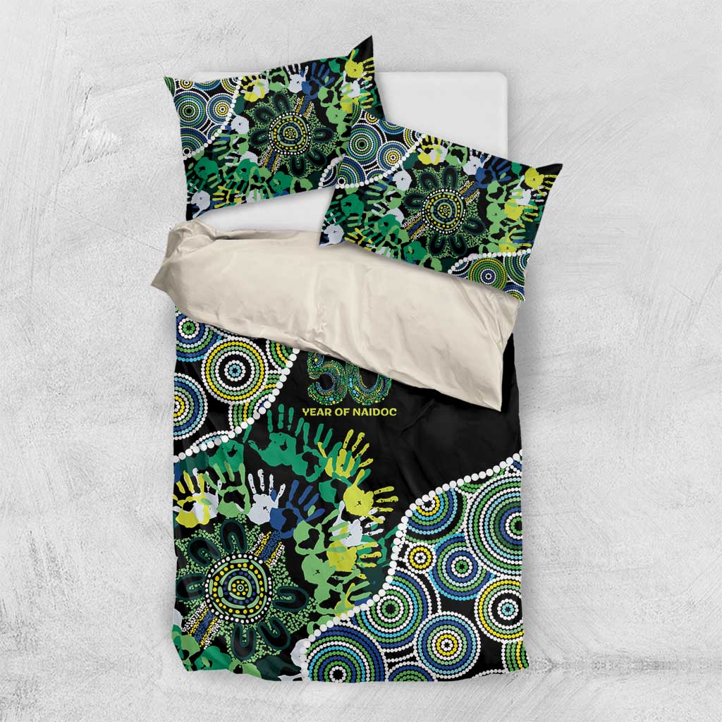 Honouring 50 Year Of NAIDOC Bedding Set Honouring The Next Generation Green Aboriginal Art