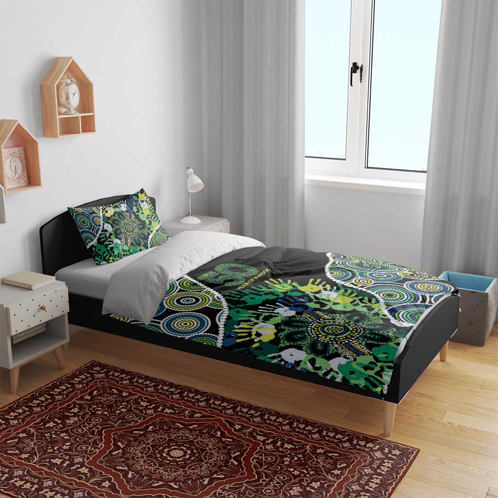 Honouring 50 Year Of NAIDOC Bedding Set Honouring The Next Generation Green Aboriginal Art