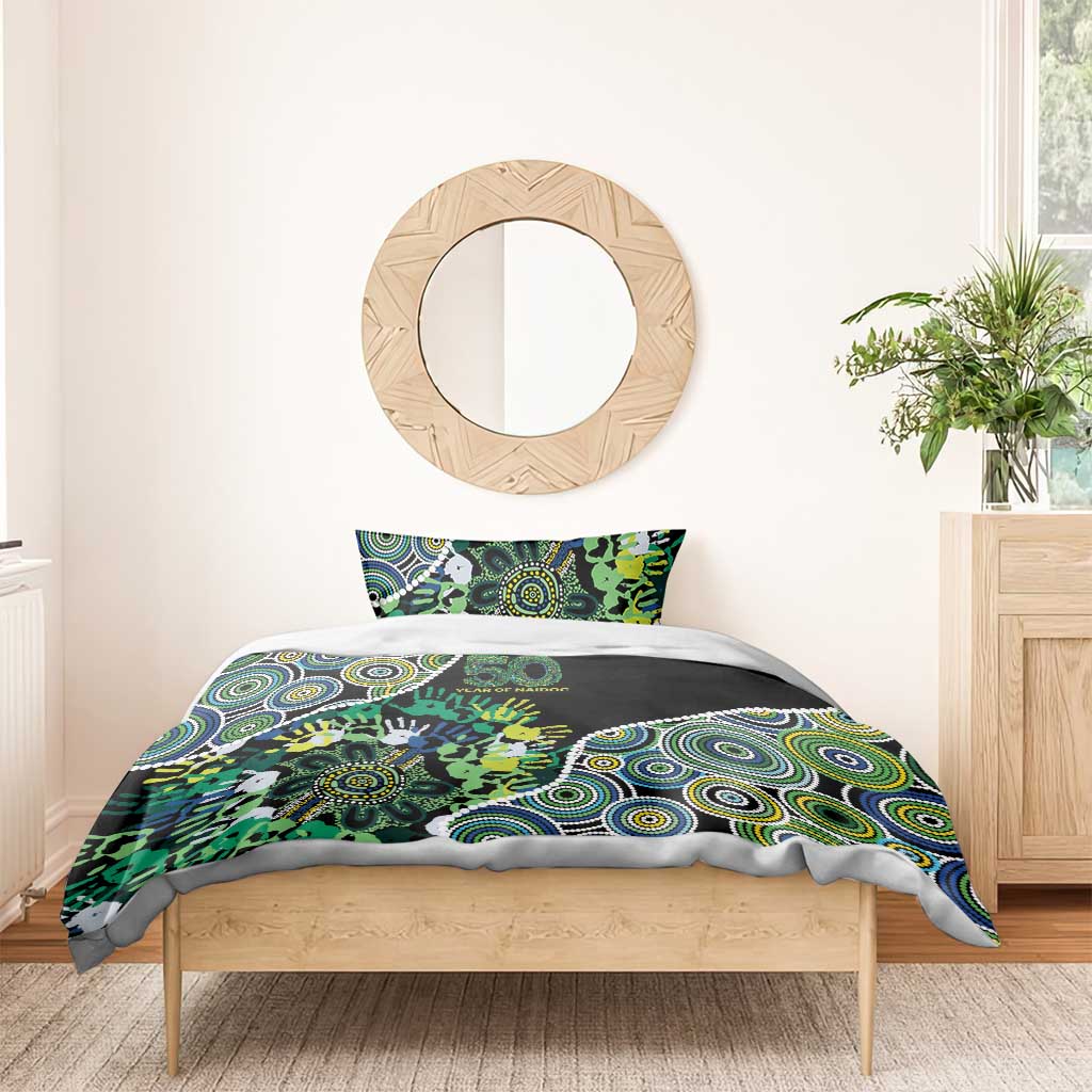 Honouring 50 Year Of NAIDOC Bedding Set Honouring The Next Generation Green Aboriginal Art